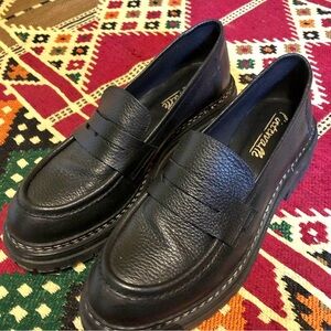 Black Leather Loafers with Chunky Sole